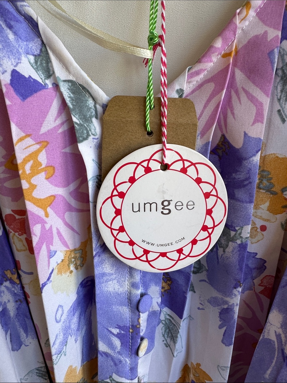 Umgee floral print puffed sleeve mini dress, size L - Picture 4 of 11